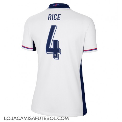 Camisa de Futebol Inglaterra Declan Rice #4 Equipamento Principal Mulheres Europeu 2024 Manga Curta